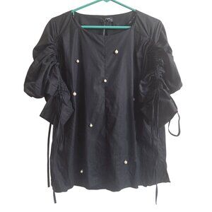 Zara‎ Women Premium Collection The Tunnel Sleeve Peart Blouse Black Size Small